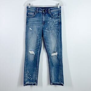Zara embellished distressed denim jeans size 4